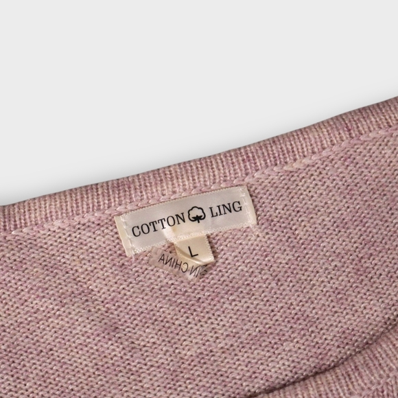 Ling Cotton Sweater Women Large Block Color Angora Rabbit Hair Blend - Picture 3 of 11